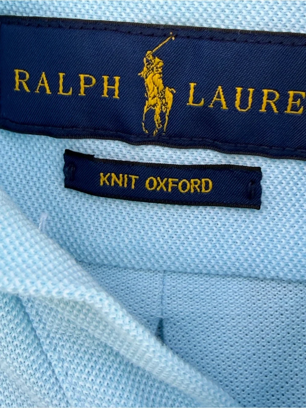 Men's Ralph Lauren Knit Oxford Polo, Short Sleeve Large, Blue Marlin Pattern L